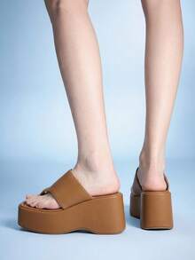 Sugerpunk Ladies, Spike Buckles, Lame-Heeled Platform Sandals. - Brown - View 12