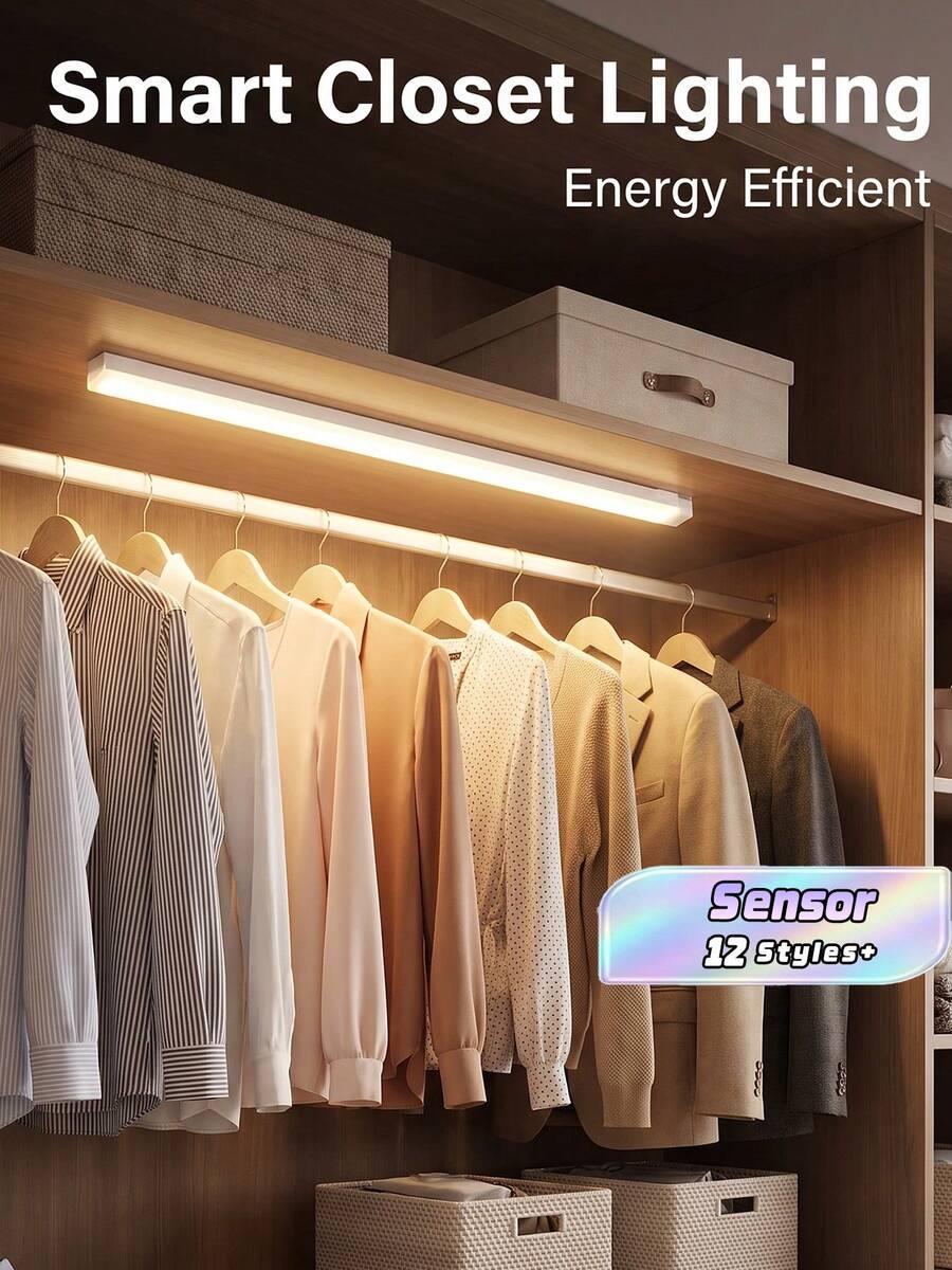 1PC USB Rechargeable PIR Motion Sensor LED Light Strip, Portable Sensor Cabinet Light, Suitable For Bedroom, Kitchen, Hallway, Bedroom Decor