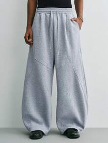 Sonviro Men's Solid Color Drawstring Waist Pockets Casual Wide Leg Sweatpants Men Grey Flared Oversized Bottom For Flare Sweats Joggers Baggy - Light Grey - View 1
