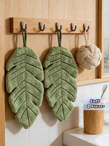 These Towels Feature A Banana Leaf Pattern Design, Made Of Soft And Absorbent Coral Fleece Material. They Are Very Suitable For Bathroom, Kitchen And Home Use, Making A Great Gift. - Multicolor - View 1