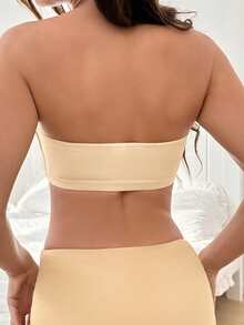 Moonlight&Mama EasyComfort Chic Maternity Nursing Bra, Bandeau Style, Front Closure, Double Layer, Casual Comfortable Base Layer For Pregnancy And Postpartum - Apricot - View 2