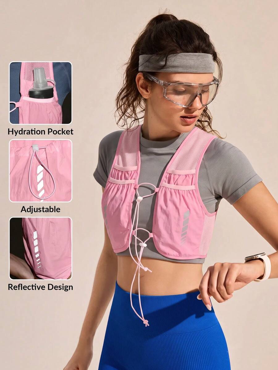Exploreva Summer Outdoor Sports Cropped Vest - Pink - View 1
