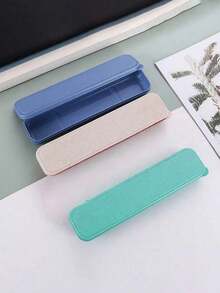 Wheat Straw Cutlery Box Travel Portable Cutlery Box Nail File Cosmetic Brush Knife Fork Spoon Chopsticks Pencil Box With Lid Storage Box Travel Tableware Set, Large Tableware Storage Box - Multicolor - View 7
