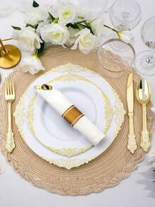 European Style Embossed Disposable Plastic Tableware, Minimalist Elegant Design, For Home, Party, Gathering - disc - View 8