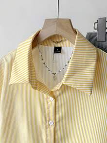 Muvela 條紋蝙蝠袖襯衫 夏季服飾 - 黃色 - 查看 6