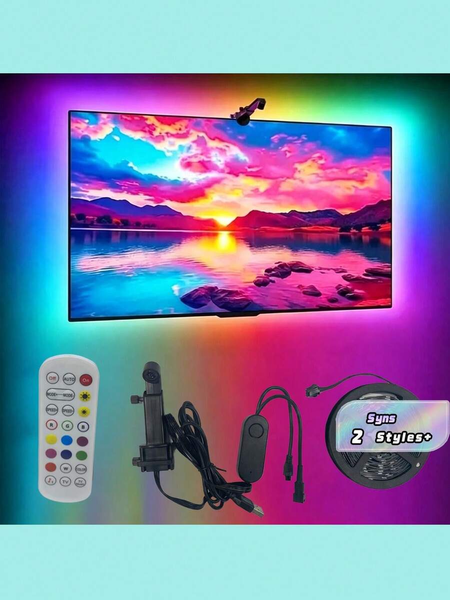 RGBIC LED TV Backlight, Supports AR Color Matching, Music Synchronization, USB Powered, Dimmable, Color Changing, Ideal For Movie Nights, Parties And Games. - 5050 TV backlight - View 1