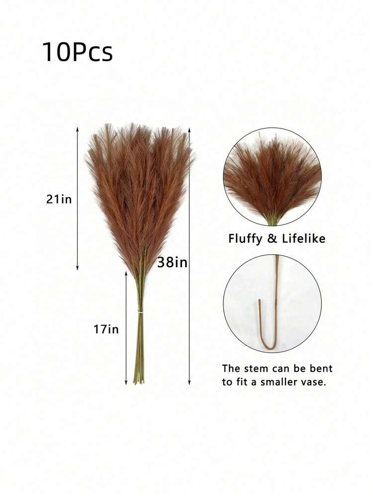 5pcs/10pcs/50pcs Artificial Rattan, 55cm/21.65 Inches High, Fluffy Faux Grass, Large Universal Reed Branches, Suitable As Vase Filler For Home Kitchen Bohemian Decor, Room Decor, Wedding Party Decor, Artificial Plants, Autumn Decor, Room, Desk, Garden Decor, Room Decor Accessories (One Size = 10pcs), Valentine's Day, Birthday, Graduation Gift, Autumn Decor, Autumn - Brown - View 12
