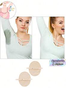 1 Pair Skin Tone Cotton Underarm Sweat Pads, Invisible & Washable - multicolor - View 1