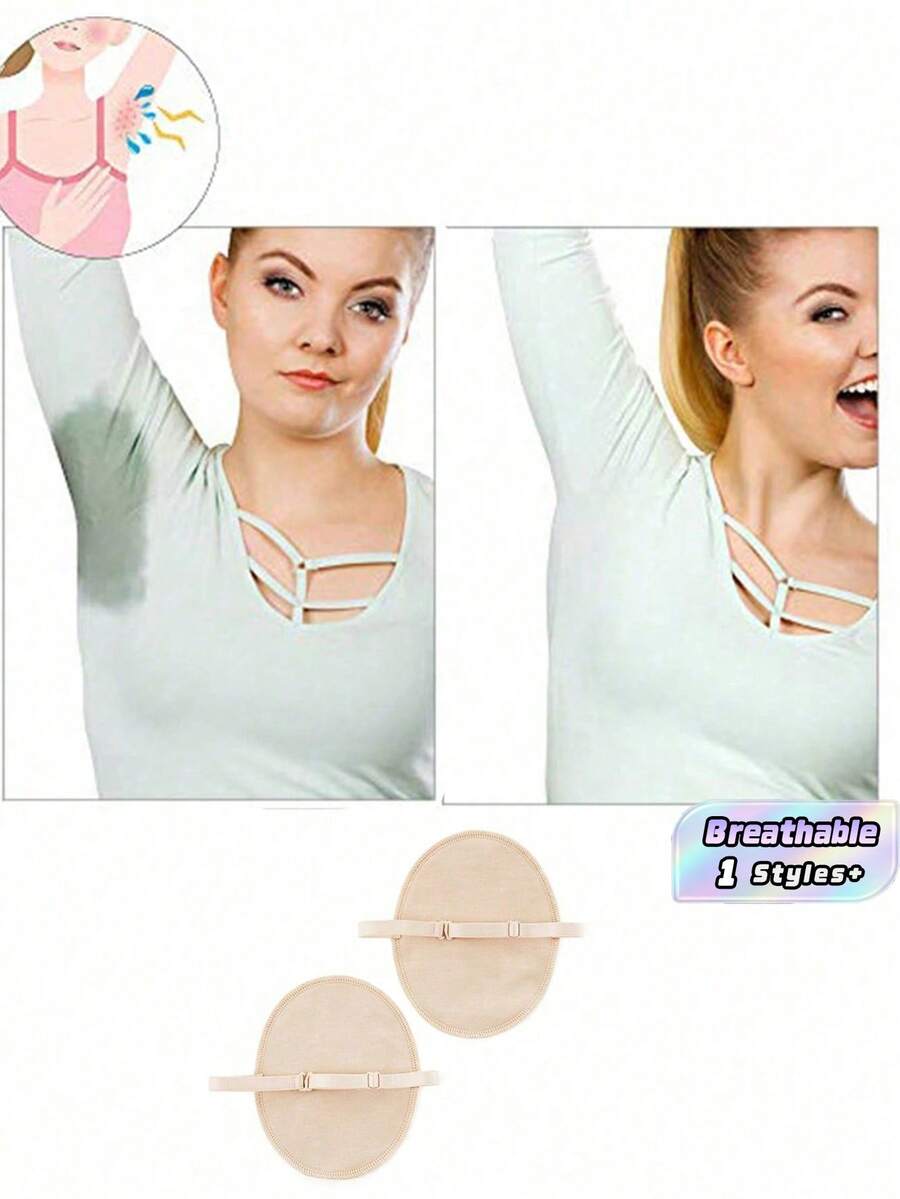 1 Pair Skin Tone Cotton Underarm Sweat Pads, Invisible & Washable - multicolor - View 1