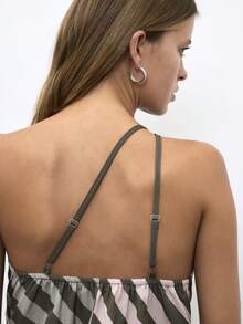 Nöista Striped Halter Top Featuring Adjustable Straps And A Bow Tie Back, Perfect For Summer, Fall, Vacation, Beach And Party Looks, Festival Looks - Olive Green - View 6