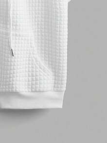 SHEIN EZwear 女款休閒極簡風馬標繡花無袖開襟連帽衛衣，秋冬夏季適用，度假外出穿搭，黑白配色 - 白色 - 查看 4