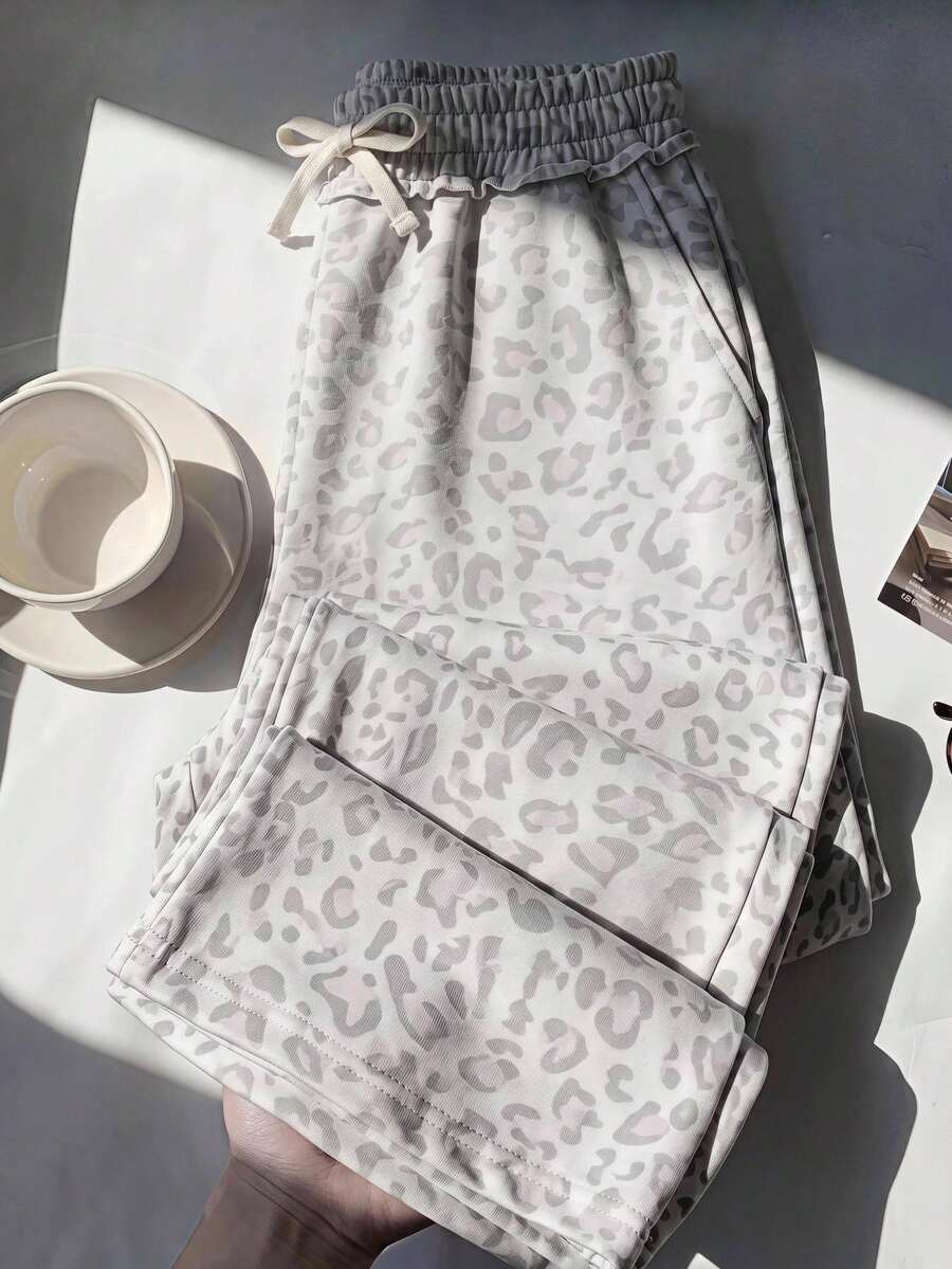SHEIN Tween Girl Tween Girls Tween Girl Casual Sports Leopard Print Loose Long Pants - Multicolor - View 1