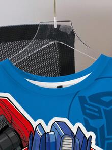 Transformers X SHEIN تي شيرت رجالي بطبعة حروف كرتونية، رقبة دائرية، أكمام قصيرة، قصة فضفاضة كاجوال - أبيض - مشاهدة 5