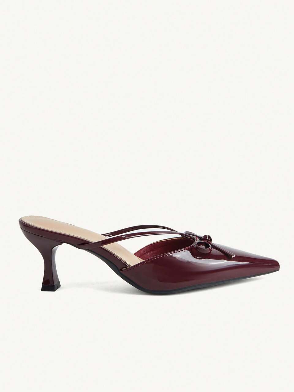 CUCCOO CHICEST Women's Shoes Pointed Bow Burgundy Backspace Mueller Shoes, Party Date Wedding Wear