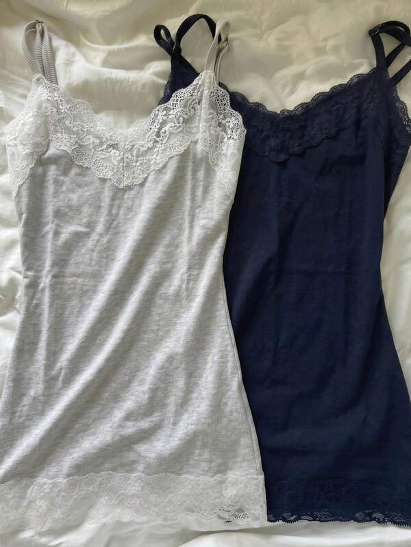 IslaSuriya Top camisola casual versátil para mulher, com patchwork em renda, para uso diário e saídas