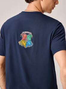 Strevion Harry Potter Kaos Pria Minimalis Motif Grafis Leher Bulat Lengan Pendek, Musim Panas - Navy Blue - View 9
