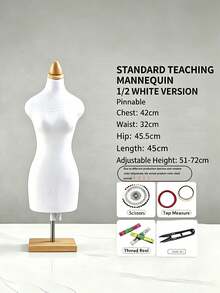1 Mini Mannequin Sewing Teaching Prop With Square Base For Clothing Display - Beige - View 5