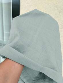 Manfinity Homme Pantalones cortos casuales versátiles de unicolor con bolsillo para hombres de talla grande, para uso diario y viajes - Verde - Ver 7