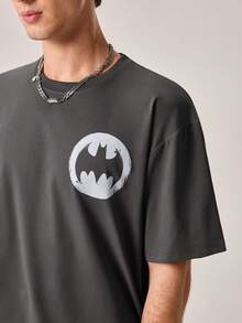 Strevion Summer Men's Casual Streetwear Versatile "BATMAN" IP Series Short Sleeve T-Shirt - Dark Grey - View 7