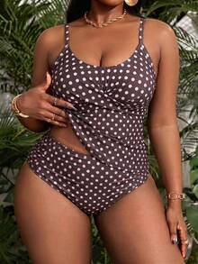 Slaydiva Baju Renang Wanita Ukuran Besar Motif Gradien Kasual Gaya 1920-an 2 Potong Model Tank Top untuk Pantai Musim Panas - MultiWarna - View 1