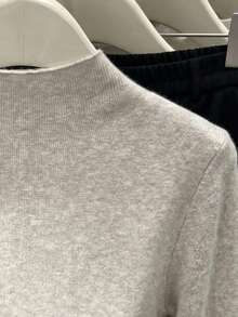 Resyla Women's Casual Fitted Stand Collar Sweater, Autumn/Winter - Apricot - View 3