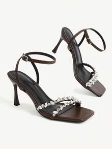 CUCCOO CHICEST Women's Stiletto Sandals, Elegant And Casual, Suitable For Office Commuting, Dating, Parties, Christmas Elegant Shoes, Wedding Shoes - Coffee brown. - View 4