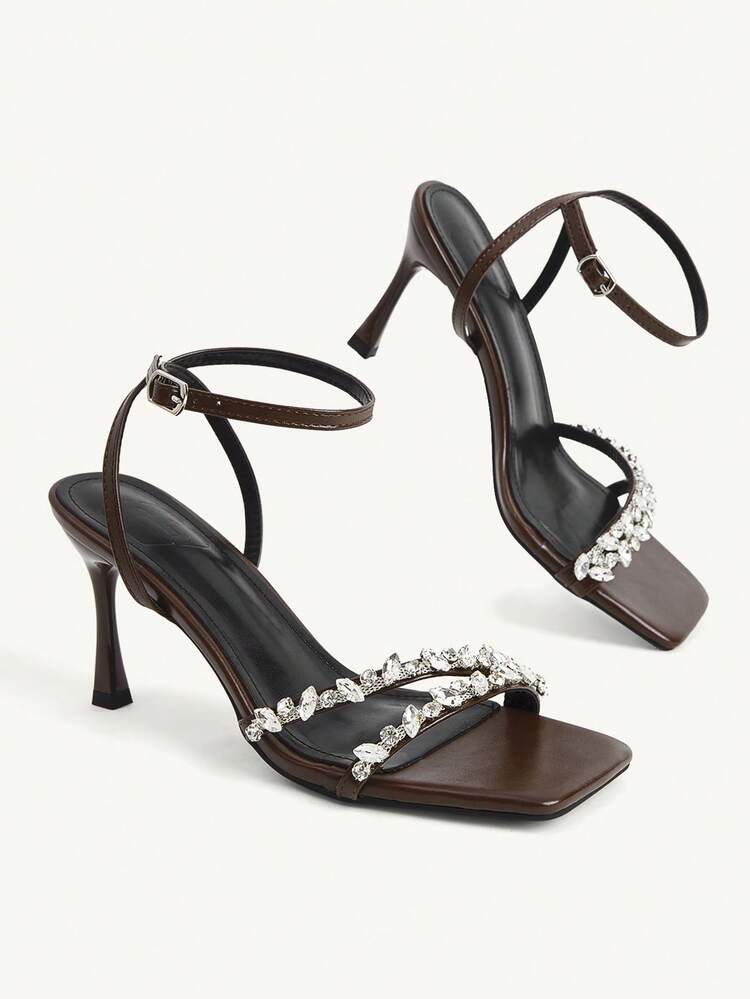 CUCCOO CHICEST Women's Stiletto Sandals, Elegant And Casual, Suitable For Office Commuting, Dating, Parties, Christmas Elegant Shoes, Wedding Shoes - Coffee brown. - View 4