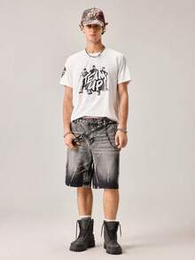 Strevion Men's Minimalist Batman Brothers Graphic Print Round Neck Short Sleeve T-Shirt, Summer - White - View 6
