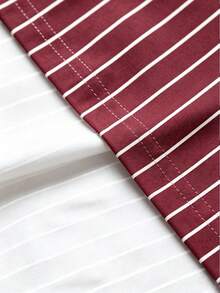 Manfinity EMRG Men's Casual Striped Letter Print Polo Shirt, Short Sleeve, Summer Back-To-School Graduation Burgundy - Multicolor - View 5