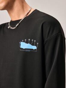 Strevion BATMAN Sweatshirt Lengan Panjang Leher Bulat Kasual Pria dengan Gambar Mobil , Cocok untuk Musim Semi dan Gugur - Hitam - View 8