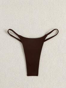 Swim Basics Bottom de bikini para playa de verano de color sólido - Marrón - Ver 5