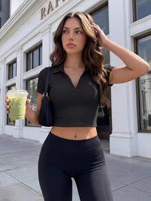SHEIN 1件女款無縫壓力緊身褲，適用於跑步、健身、運動、瑜伽、皮拉提斯、訓練及戶外運動 - 黑色 - 查看 4