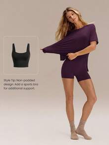 GLOWMODE Camiseta Oversized Modal Everymode Casual Diaria Camisa de Compresión - Bold Plum - Ver 5