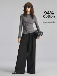 Ontre Women's Grey Business Casual Office Wear Low-Key Old Money Style Elegant Airport All-Season Versatile Autumn Premium Comfortable Women's T-Shirt - Grey - View 4
