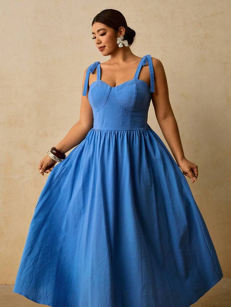 Travachic Plus Size Women's Vintage Vacation Casual Bohemian Style Dress - Blue - View 9
