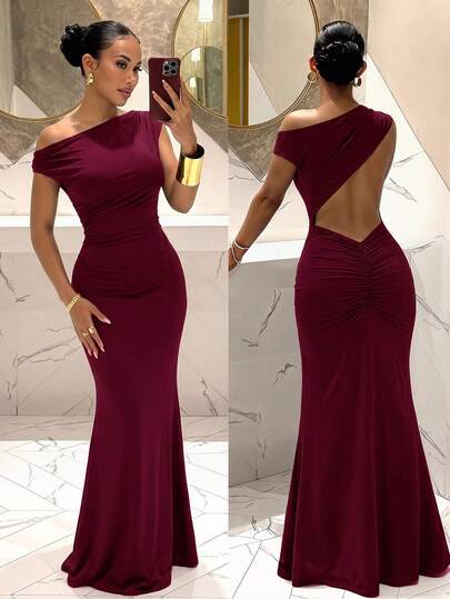 Slaydiva Summer New Year Valentine's Day Party Banquet Date Birthday Party College Style Student Wear Daily Street Basic Versatile Casual Cruise Travel Internet Celebrity Hot-Selling Elegant Commute Business Casual Elegant Romantic Sexy Party Sexy Asymmetric Neck Asymmetrical Neck Sleeveless Backless Design Bodycon Bodycon Extra Long Mermaid Maxi Dress Party Extra Long Dress Dress-B