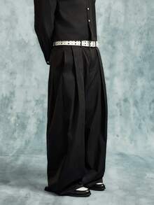 INCRYTM Men's Casual Street Style Black Loose Straight Leg Commuter Pants Wide Leg - Black - View 1