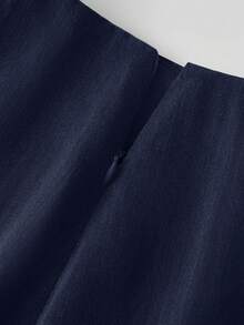 Franclia Women's Solid Color Elegant Office Commute Suit Set - Navy Blue - View 5