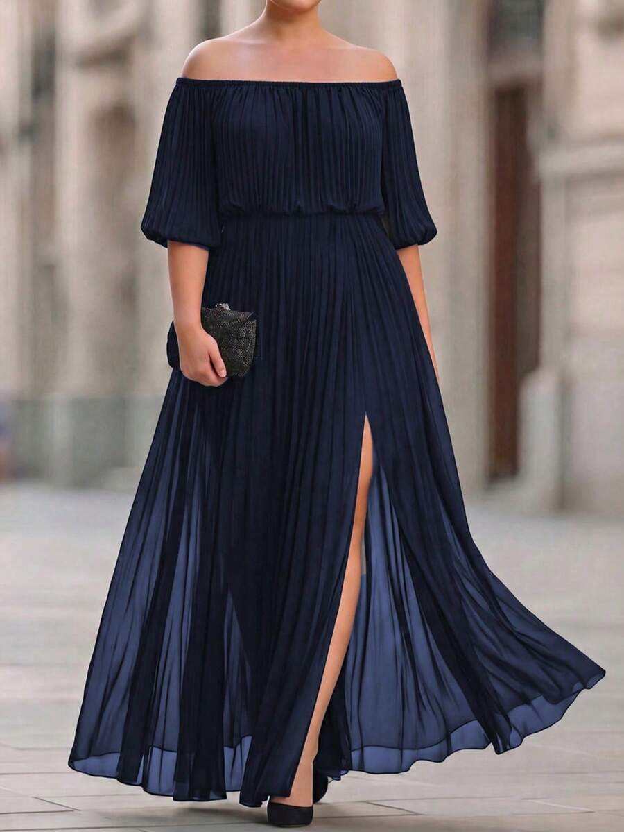 Velvienne Plus Size Women's Woven Regular Fit Summer Beach Vacation Casual Minimalist Blue & White Square Print Spaghetti Strap Cinched Waist Dress