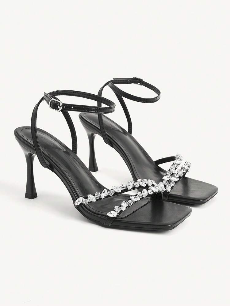 CUCCOO CHICEST Women's Stiletto Sandals, Elegant And Casual, Suitable For Office Commuting, Dating, Parties, Christmas Elegant Shoes, Wedding Shoes - Quiet Night Black. - View 2