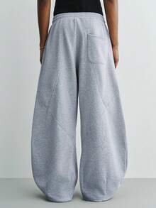 Sonviro Men's Solid Color Drawstring Waist Pockets Casual Wide Leg Sweatpants Men Grey Flared Oversized Bottom For Flare Sweats Joggers Baggy - Light Grey - View 2