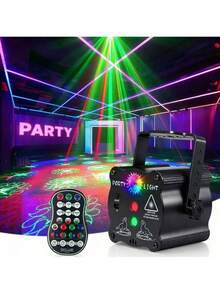 New USB Party Light, Multi-Mode Controlled Laser Light Flashing Stage Light Projector With Remote Control, Autumn Special Offer, Suitable For Home Indoor Parties, Birthday Decoration, Club Dance, Karaoke, Halloween And Christmas Performances - Black - View 2