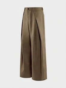 AXEPEAK Men's Solid Color Button Pocket Pleated Long Pants Business Office - Multicolor - View 9