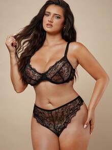 SHEIN BAE CURVE 6pcs Plus Size Women Lace Underwire Bra Set - Multicolor - View 5