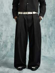 INCRYTM Men's Casual Street Style Black Loose Straight Leg Commuter Pants Wide Leg - Black - View 5