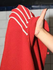ROMWE MEN Street Life Men's Long Sleeve Striped Pocket Knit Cardigan - Hot Pink - View 10
