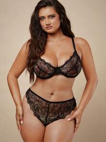 SHEIN BAE CURVE 6pcs Plus Size Women Lace Underwire Bra Set - Multicolor - View 4