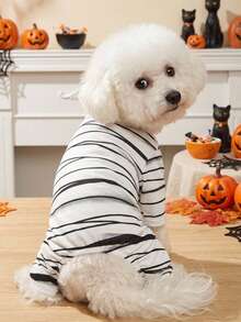 1pc Pet Cat Dog Universal Halloween Mummy Cosplay Knitted Elastic Comfortable Dog Jumpsuit Pajamas, PETSIN Original Design - Multicolor - View 3