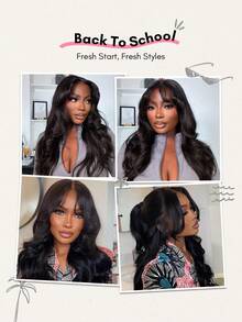 Pre Bleached Face-Framing Curtain Bangs Body Wave Wig 7*5 Pre-Cut Lace Wear&Go Glueless Wig Human Hair Wig With Layers - SNatural - View 3