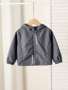 SHEIN 男女嬰兒/男嬰 春夏秋薄款連帽外套 防風防曬連帽衛衣 嬰兒男童服飾 Squishy - 灰色 - 查看 4